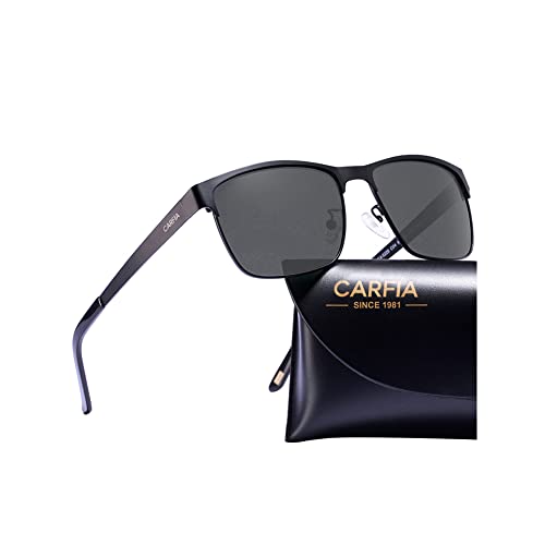 CARFIA Polarisierte Herren Sonnenbrille Metallrahmen UV 400 Fahrerbrille Sportbrille Kategorie 3