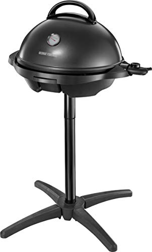 George Foreman Grill 2in1 Elektrogrill [Testsieger]: Standgrill & Tischgrill (Innen- & Außennutzung, Balkon & Küche, Ø44,5cm, Temperaturanzeige, Fettauffangschale, 2400W) Kugelgrill 22460-56