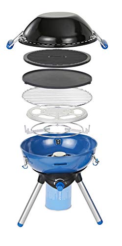 Campingaz Party Grill, Kleiner Grill für Camping, Festivals oder Picknick, mit flexiblen Kochmöglichkeiten, Gaskocher mit Antihaftbeschichteter Grillplatte und Topfträger