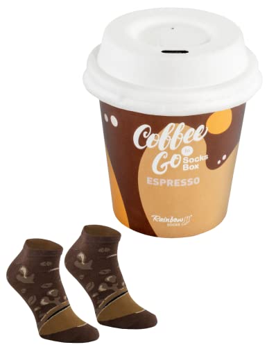 Rainbow Socks - Damen Herren Lustige Sockendose Kaffeesocken für sie und für ihn Espresso Geschenk - 1 Paare - Größen 41-46