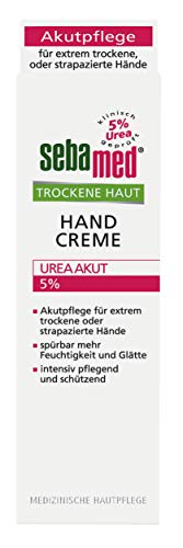 Trockene Haut Handcreme 5% Urea Akut 75 ml, lindert spürbar Spannungsgefühl, Rauheit und Rissigkeit und hilft, die natürliche Feuchtigkeitsbalance wieder herzustellen