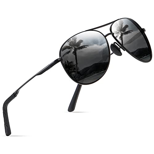 wearPro Sonnenbrille-Herren-Damen-Polarisiert Premium Metallrahmen Sonnenbrillen Unisex mit UV400 Schutz Vintage Schwarz Fahrerbrille