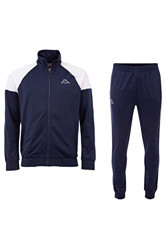 Kappa Trainingsanzug ULFINNO I Freizeitanzug für Herren I Cooler Zweiteiler für Freizeit, Sport, Fitness-Studio, Home Office & Fußball I Trainingsjacke & Sporthose aus 100% Polyester I L, blau