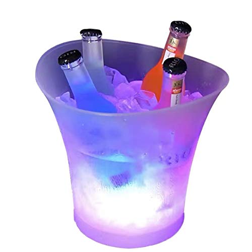 Tiandirenhe LED Eiskübel,Sektkühler led,5L LED Eiseimer, Zum Kühlen von Champagner, Wein, Getränke, Bier, für Party, Haus, Bar Club Thema, etc - Bedürfnisse 2 AA-Batterien(enthält keine Batterien)