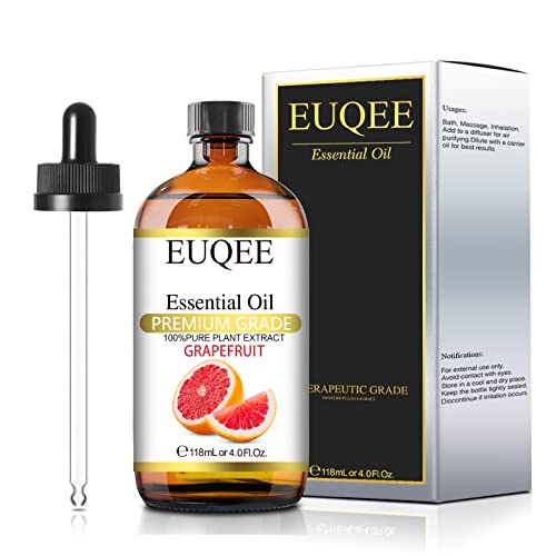 EUQEE Grapefruit Ätherische Öl 118ml, 100% Reine Grapefruitöl für Diffuser, Therapeutischer Qualität Ätherisches Aromatherapieöl, Duftöle für Luftbefeuchter, Entspannung, Kerzenherstellung