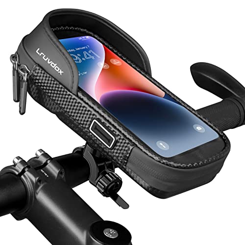 Lruvdox Handyhalterung Fahrrad Motorrad wasserdicht, Fahrrad Handy Halterung fahrradtasche Lenker lenkertasche handyhalter fahrradhalterung Rahmen rahmentasche fahrradlenker für 5,5-7 Zoll Smartphone