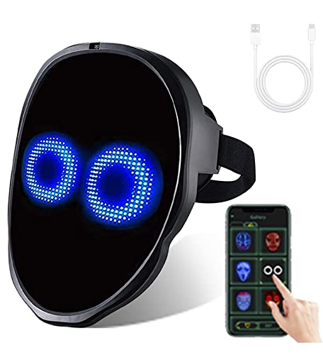 Ompusos LED Maske mit programmierbaren LED und Bluetooth-kompatibler App-Steuerung und Gestenerkennung - Die coolste Vollgesichts-LED-Maske für Karneval, Halloween, Cosplay, Party und Maskerade