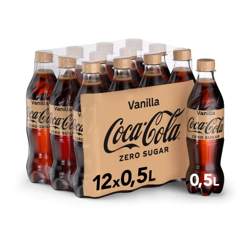 Coca-Cola Zero Sugar Vanilla - prickelndes, koffeinhaltiges Getränk mit originalem Vanillegeschmack - ohne Zucker - in praktischen Einweg Flaschen (12 x 500 ml)
