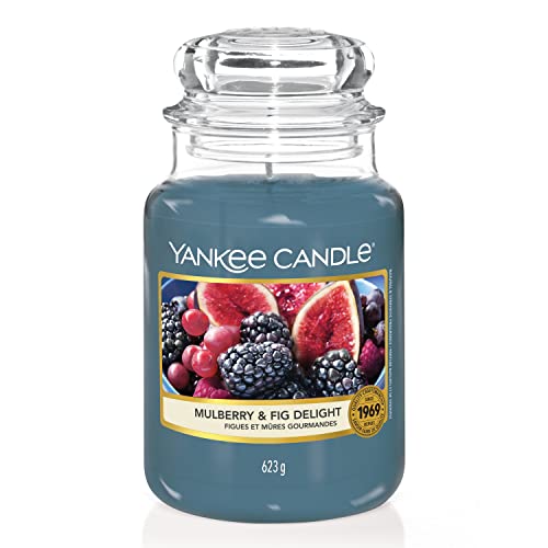 Yankee Candle Duftkerze im Glas (groß) – Mulberry & Fig Delight – Kerze mit langer Brenndauer bis zu 150 Stunden – Perfekte Geschenke für Frauen