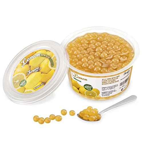 INSPIRE FOOD Bubble Tea Perlen Zitrone - 450 Gramm - Popping Boba Fruchtperlen | Mit echtem Fruchtsaft für Shakes, Smoothies | 100% vegan und glutenfrei, ohne künstliche Farbstoff