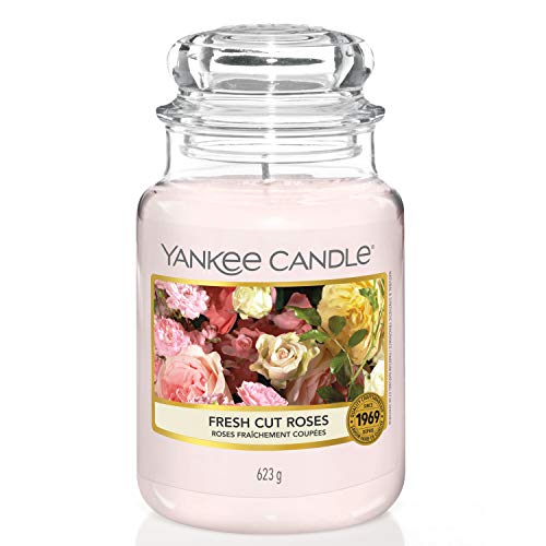Yankee Candle Duftkerze im Glas (groß) – Fresh Cut Roses – Kerze mit langer Brenndauer bis zu 150 Stunden – Perfekte Geschenke für Frauen