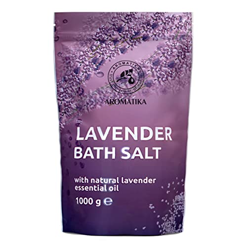 Meer Badesalz Lavendel - 1000g - Bade Meersalz mit Ätherischem Lavendel Öl - Aromatherapie Badewanne - Körperpflege - Guter Schlaf - Entspannung - Gute Laune Badeduft - Badezusatz 1kg