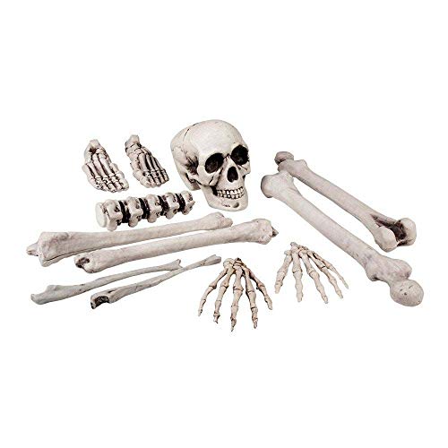Boland 72157 - Set Totenkopf und Knochen, 12-teiliges Deko-Set, Skelett-Bausatz, Dekoration für Halloween, Gruselparty, Karneval, Mottoparty