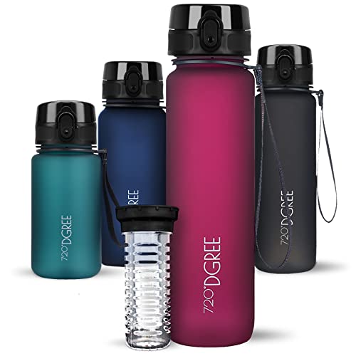 720°DGREE Trinkflasche “uberBottle“ softTouch +Früchtebehälter - 650ml - BPA-Frei - Auslaufsichere Wasserflasche für Kinder, Schule, Uni, Sport, Fitness - Tritan Sportflasche - Leicht & Bruchsicher