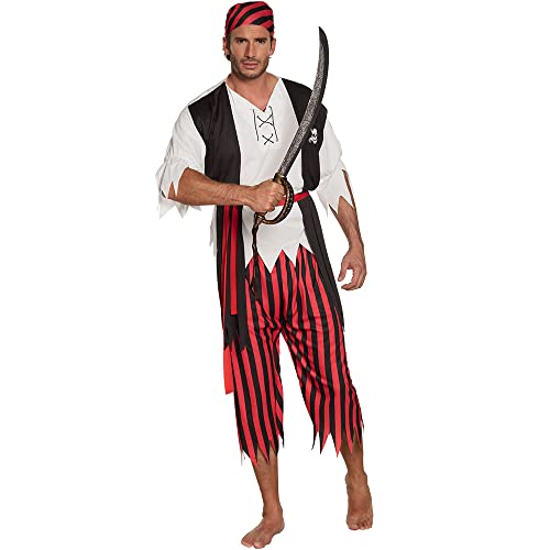 Boland 83845 - Kostüm Pirat, Größe M/L, Bandana, Shirt mit Weste, Gürtel und Hose, für Herren, Karneval, Mottoparty