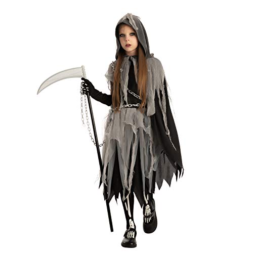 Spooktacular Creations Grim Reaper Girl Costume Glow in The Dark for Halloween (Medium ( 8- 10 yrs))