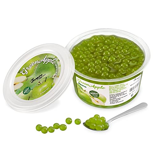 INSPIRE FOOD Bubble Tea Perlen Grüner Apfel - 450 G - Popping Boba Fruchtperlen | Mit echtem Fruchtsaft für Shakes, Smoothies | 100% vegan und glutenfrei, ohne künstliche Farbstoff