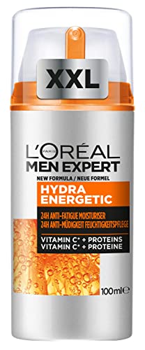L'Oréal Men Expert Gesichtspflege gegen müde Haut für Männer, Belebende Feuchtigkeitscreme Vitamin C, Hydra Energy Feuchtigkeitspflege 24H Anti-Müdigkeit, 1 x 100 ml