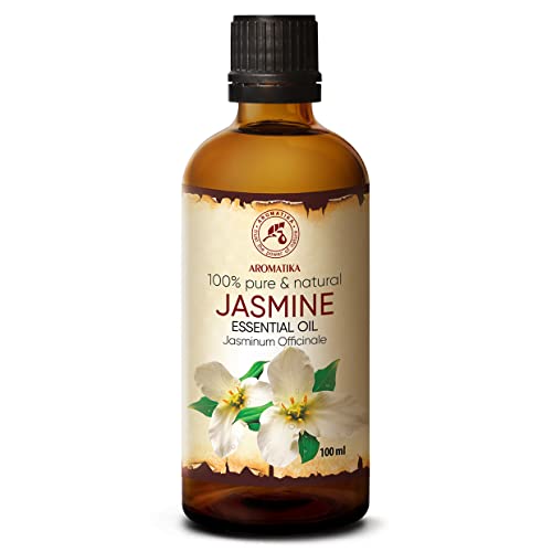 Ätherisches Öl Jasmine 100ml - Jasmine Oleoresin Öl - Jasminum Officinale - Aromatherapie Öl für Diffusers & Duftlampen - Duftöle für Seifenherstellung - Haut & Haare - Ätherische Öle für Romantik