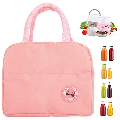 LAOYE Isoliertasche Lunchtasche Kühltasche Klein Picknick Tasche Lunch Bag - Faltbar Wasserdicht Handtasche für Arbeit Schule Kinder Schule(Pink)