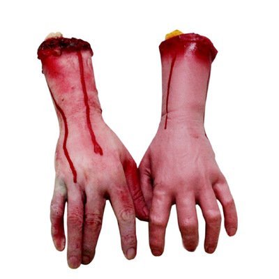 Evinis Echthaar Arm Hände Bloody Dead Körperteile Haunted House Halloween Dekorationen 2teilig (rechts und links (Hände