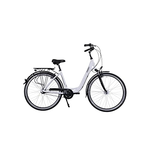 HAWK City Wave Deluxe Damenfahrrad 26 Zoll Weiß I Stadtfahrrad I Leichtes Damen Fahrrad mit 7-Gang Shimano Nabenschaltung, Felgenbremse & Nabendynamo