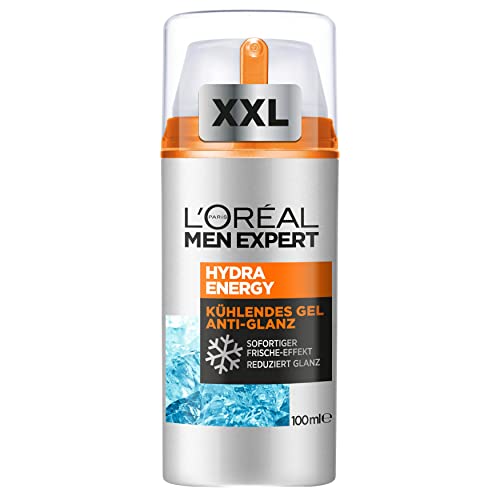 L'Oréal Men Expert Gesichtspflege für Männer im XXL-Vorteilspack, Mattierende und kühlende Feuchtigkeitscreme, Hydra Energy Kühlendes Gel Anti-Glanz, 1 x 100 ml