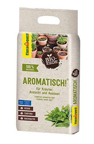 Floragard Bio-Erde Aromatisch 1x3 Liter - für Anzucht und Aussaat sowie für Kräuter - torffrei und vegan