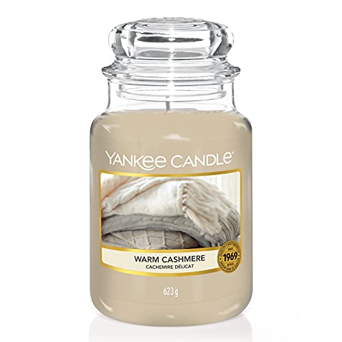 Yankee Candle Duftkerze im Glas (groß) – Warm Cashmere – Kerze mit langer Brenndauer bis zu 150 Stunden – Perfekte Geschenke für Frauen