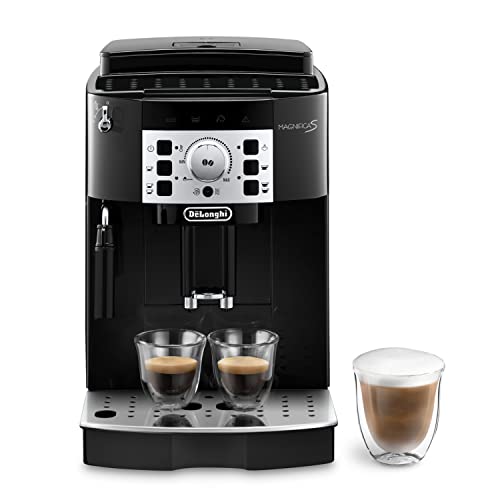 De'Longhi Magnifica S ECAM 22.110.B Kaffeevollautomat mit Milchaufschäumdüse für Cappuccino, mit Espresso Direktwahltasten und Drehregler, 2-Tassen-Funktion, 1,8 Liter Wassertank, Schwarz/Silber
