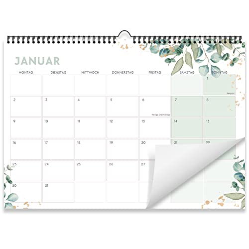 Kalender 2023 Wandkalender (Monatskalender im A4 Querformat) - Monatskalender 2023 für das ganze Jahr von Januar bis Dezember mit Ferienübersicht - Ideal als Paarkalender oder Familienplaner