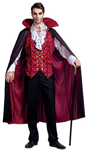 Spooktacular Creations - Vampir Kostüm Erwachsene, Halloween kostüm Vampir, Renaissance Mittelalterliche Vampir Deluxe Halloween Kostüm für Herren Rollenspiel Sins Cosplay (Medium, Red)