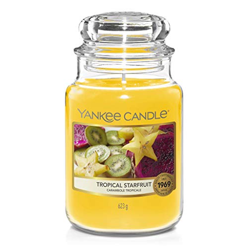 Yankee Candle Tropical Starfruit, von der Sonne geküsst, süße Note von Saftiger Sternfrucht, Ananas und Zitrone, Brenndauer 110-115 Stunden, Classic Large Jar