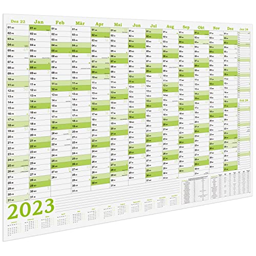Wandkalender 2023 - Kalender 2023 Wandkalender XXL (97 x 70 cm), Querformat - Wandplaner 2023, Jahreskalender, Plakatkalender, Grün, 1 Stück