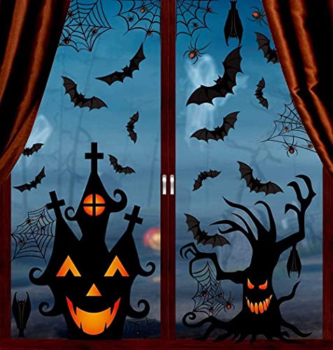 DERAYEE Halloween Aufkleber, Halloween Fensterbilder Sticker Fensterdeko Halloween Deko für Heimdekoration Schuldekoration Halloween Party Nordic elderly 8 Blätter…