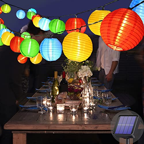 Lezonic Solar Lichterkette Lampion Außen, 6 Meter 20 LED Laternen 8 Modi Wasserdicht Solar Beleuchtung für Garten, Balkon, Hof, Hochzeit,Party Deko (Bunt)
