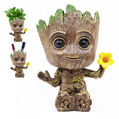 Baby-Groot, Baby Figur ,Pflanzen blumentopf ,Cartoon Hero Modell Stifthalter ,aquariumpflanzen deko,Kreativer Geschenke für Erwachsene und Kinder (Groot_Blume)