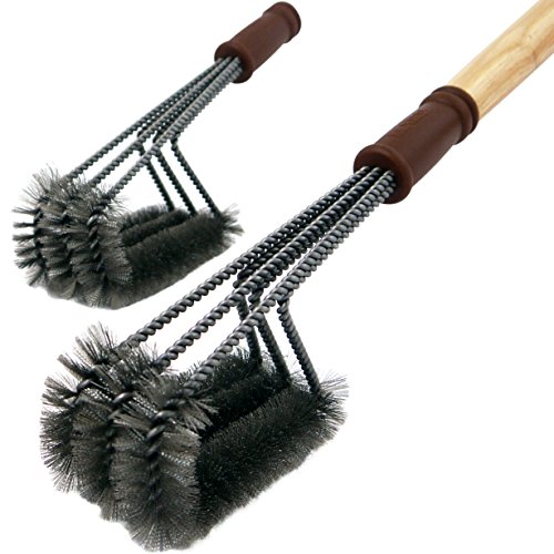 Profi Edelstahl Grillbürste 45cm + 1 auswechselbarer Bürstenkopf - Bestes Preis-Leistungsverhältnis bei Amazon