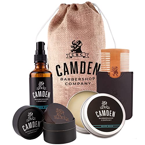 Camden Barbershop Company: Deluxe Bartpflege-Set inkl. Bart-Öl, Bartwachs, Bartbürste & Bartkamm ● 100% Natürlich ● Geschenk-Set für Männer