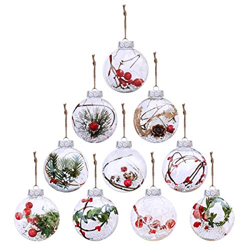 Jangostor 10 Paket Weihnachtskugeln, DIY Kunststoff füllbar Ornamente Dekorationen Baumkugeln Kugeln Handwerk Transparent Ball Geschenke für Hochzeit Weihnachten Party Dekoration