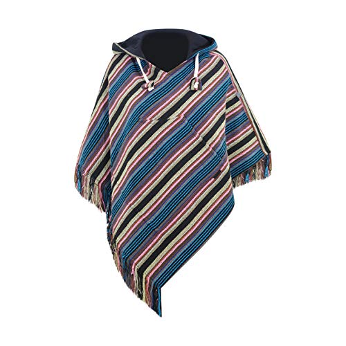 virblatt - Poncho Damen | 100% Baumwolle | Strick Ponchos & Capes Damen | Wendefunktion | Poncho Damen Winter Kapuze