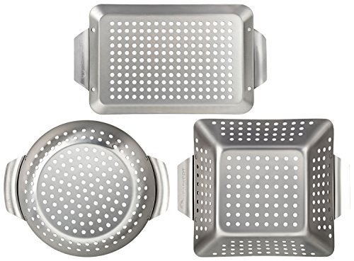 HEIMWERT Hochwertiges Premium Edelstahl Grillkorb 3er Set - Die hochrobusten und universell einsetzbaren Grillschalen - Das Original