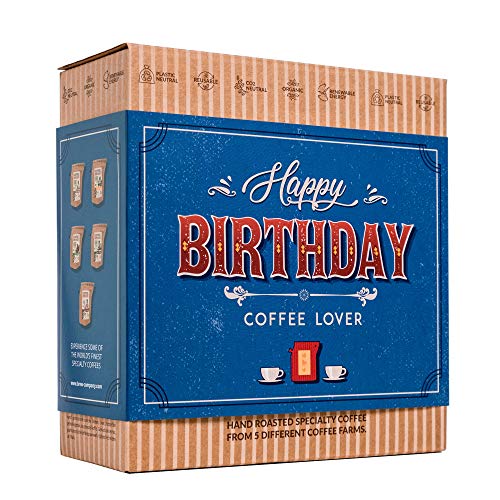 Kaffee Geschenk Set zum Geburtstag - 5 Beste Single Estate Spezialitäten & Bio Kaffees Aus Aller Welt | Brauen & Genießen Sie Jederzeit & Überall | Kaffeeliebhaber Geschenkidee für Männer & Frauen
