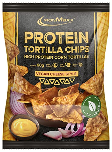IronMaxx Vegan Tortillas High Protein - Vegan Cheese Style 1 x 60g Tüte | fettarm, palmölfrei & glutenfrei für Snackliebhaber geeignet