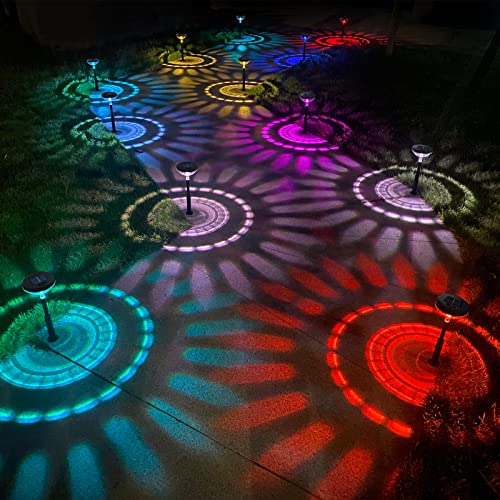 Becomlight Solarlampen für Außen Garten - 6 Stück RGB Farbwechsel & Warmweiße Solarleuchten Garten, IP67 Wasserdicht LED Gartenleuchten Solar Wegeleuchten für Rasen Wege Beleuchtung