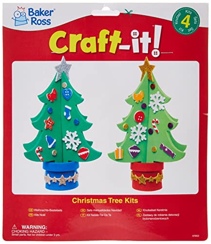 Baker Ross AR802 Weihnachtsbaum-Bastelset für Kinder, Filz, 4 Stück, Sortiert