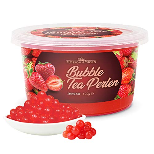 Bubble Tea Perlen Erdbeere 490g, 100% ohne Gelatine & Gluten, Popping Boba Fruchtperlen mit echtem Fruchtsaft für Bubble Tea u.v.m. 490g Popping Boba Fruchtperlen für Bubble Tea