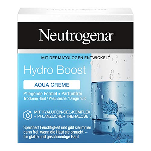 Neutrogena Hydro Boost Gesichtscreme Aqua mit Hyaluron ölfrei und parfümfrei für trockene Haut, 50 ml