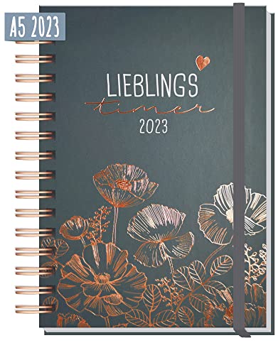 Kalender 2023 A5 'Lieblings-Timer' [Poppy] Terminplaner Ringbuch, Terminkalender, Spiralkalender, Wochenplaner, Planner | nachhaltig & klimaneutral