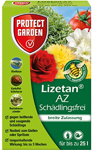 PROTECT GARDEN Lizetan AZ Schädlingsfrei, gegen Schädlinge an Zierpflanzen, Rosen, Gemüse und Obst, 75 ml Konzentrat